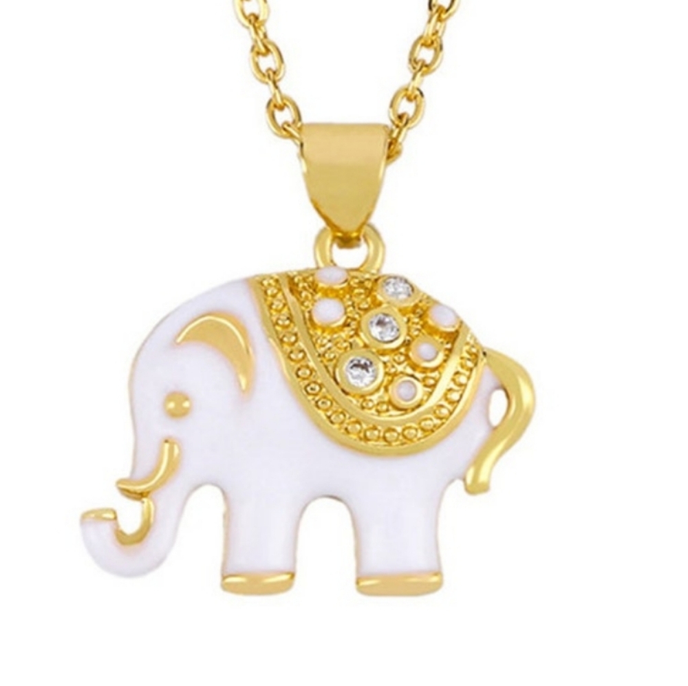 Gold Elephant Pendant Necklace; NWOT